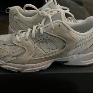 New Balance Light Gray and White Athletic Shoes